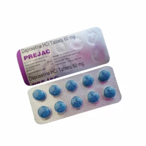 Prejac Dapoxetine HCl Tablets 60mg blister pack with blue tablets
