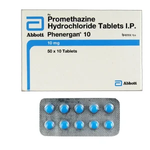 Box and blister pack of Promethazine Hydrochloride Tablets I.P. 10mg