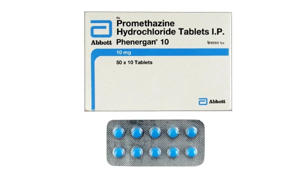 Box and blister pack of Promethazine Hydrochloride Tablets I.P. 10mg
